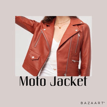 Load image into Gallery viewer, Eco Vegan leather moto jacket
